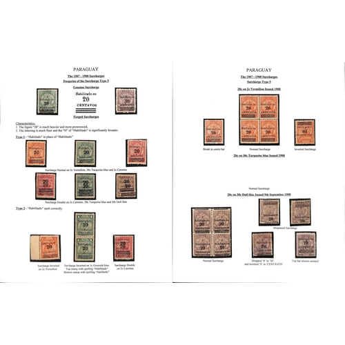 1274 - 1895-1909 Surcharge and overprint issues and telegraph stamps, the fine study written up on 47 pages... 