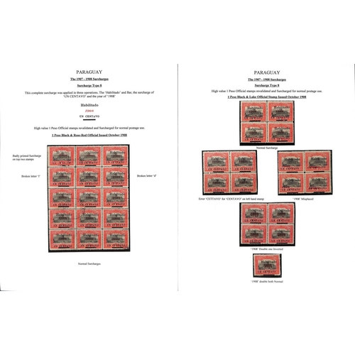 1274 - 1895-1909 Surcharge and overprint issues and telegraph stamps, the fine study written up on 47 pages... 