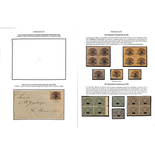 1274 - 1895-1909 Surcharge and overprint issues and telegraph stamps, the fine study written up on 47 pages... 