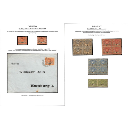 1274 - 1895-1909 Surcharge and overprint issues and telegraph stamps, the fine study written up on 47 pages... 