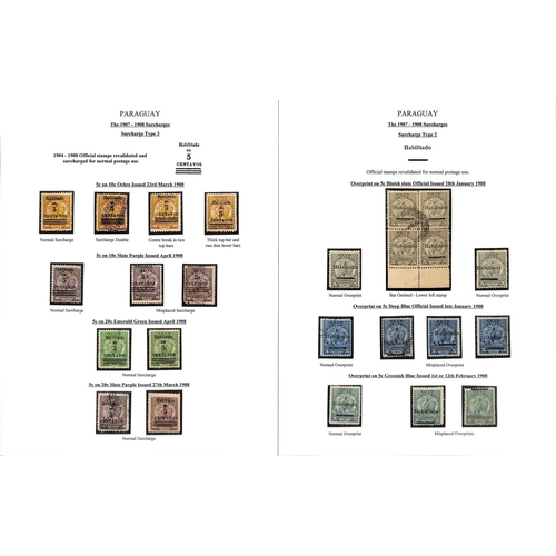 1274 - 1895-1909 Surcharge and overprint issues and telegraph stamps, the fine study written up on 47 pages... 