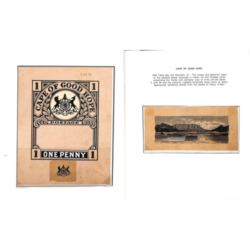 1304 - 1899 Artists drawing (114x136mm) of the 1d stamp frame in ink and Chinese white on thick card, 159x2... 