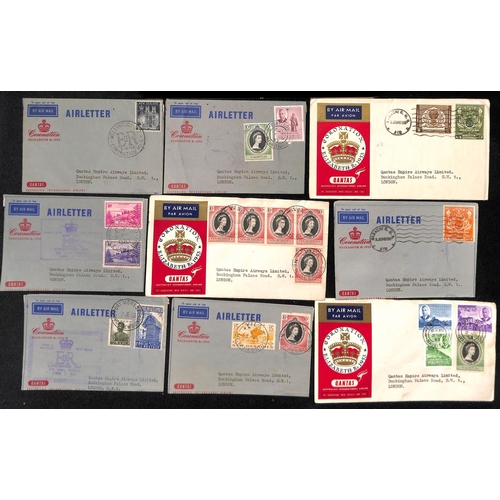 14 - 1953 (June 2) QANTAS Coronation day flight, the complete set of printed flight envelopes (24) and ai... 