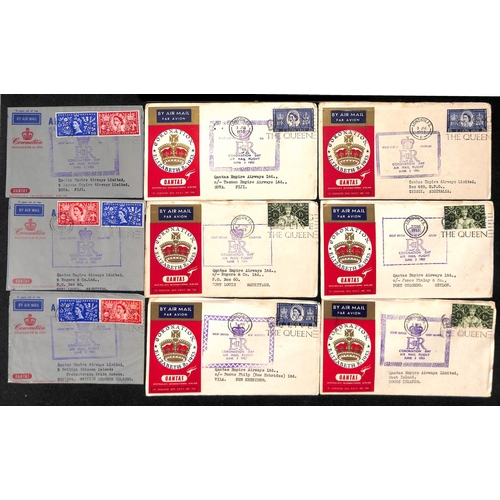 14 - 1953 (June 2) QANTAS Coronation day flight, the complete set of printed flight envelopes (24) and ai... 