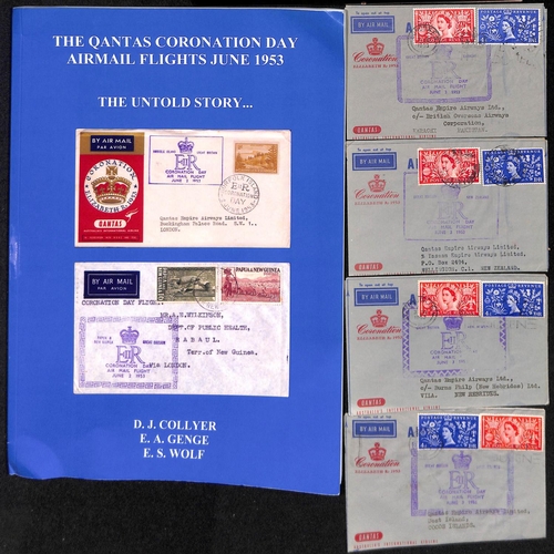 14 - 1953 (June 2) QANTAS Coronation day flight, the complete set of printed flight envelopes (24) and ai... 