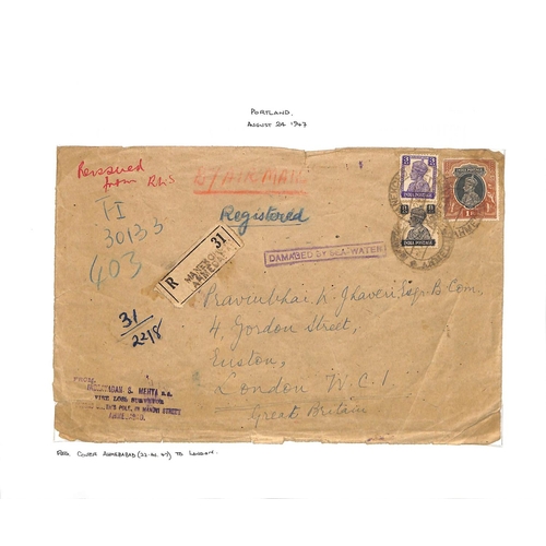 162 - Bahrain - India / Hong Kong. 1947 Registered cover from India franked 1r11p or from Hong Kong franke... 