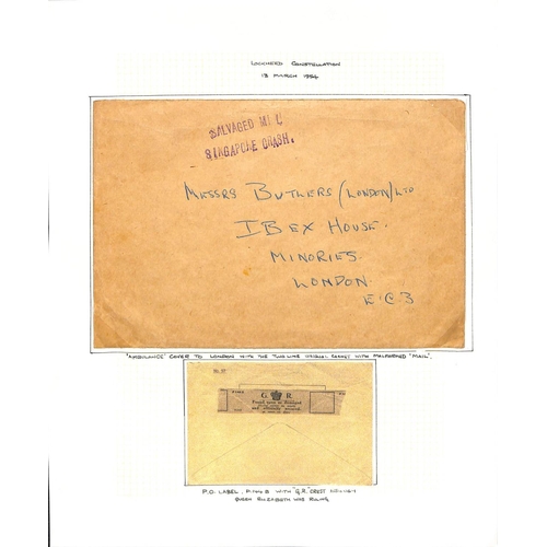 175 - Singapore / N.Z. 1954 (Mar 10/11) Covers recovered from B.O.A.C Lockheed Constellation 