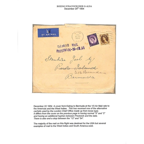 186 - G.B / Bermuda / USA. 1954 (Dec 22/23) Covers from London franked 1/3 to Bermuda or USA, both recover... 