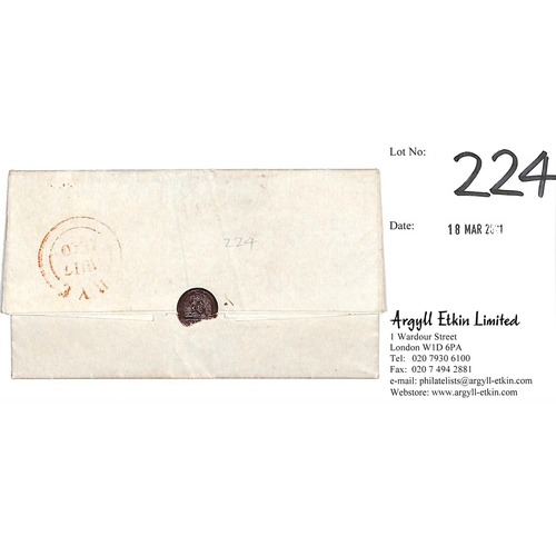 224 - 1840 (Aug 17) Entire letter from Rye to Robertsbridge bearing 1d black, CK plate 1b with inverted wa... 