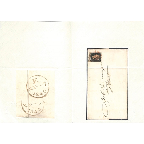 229 - 1840 (May 7) Entire from London to Bath bearing a 1d black, HD plate 2, clear to large margins, port... 