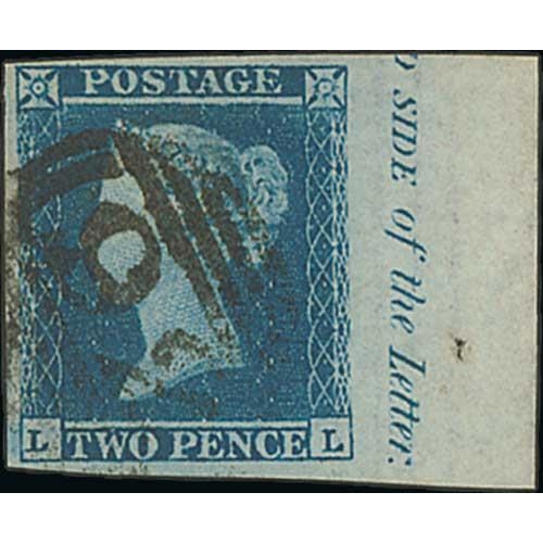 303 - 1841 1d Red-brown plate 118 and 2d blue plate 4, both LL with part inscription in right sheet margin... 