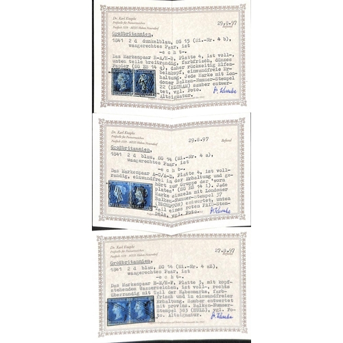 328 - 1841 2d Blues, plates 3 or 4, selection comprising QG cancelled by Channel Islands Maltese Cross (th... 