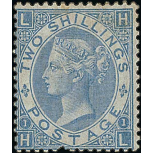 375 - 1867 2/- Dull blue, HL mint, large part original gum, small defect at base. A scarce stamp mint, wit... 