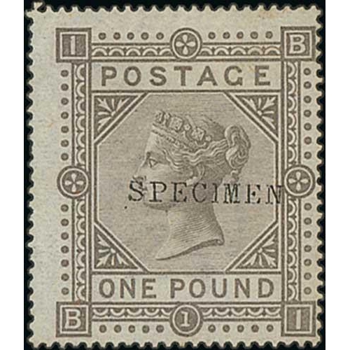 384 - 1878 £1 Brown-lilac, watermark Maltese Cross, handstamped 