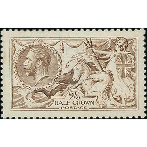 449 - 1915 De La Rue 2/6 deep yellow-brown (shade), unusually weak outer frame at left, well centred, unmo... 