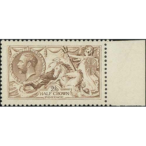 450 - 1915 De La Rue 2/6 deep yellow-brown, sheet margin at right, unmounted mint with full original gum, ... 