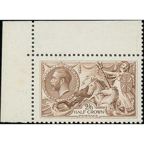 467 - 1918 Bradbury Wilkinson 2/6 pale brown, upper left corner marginal single unmounted mint with full o... 