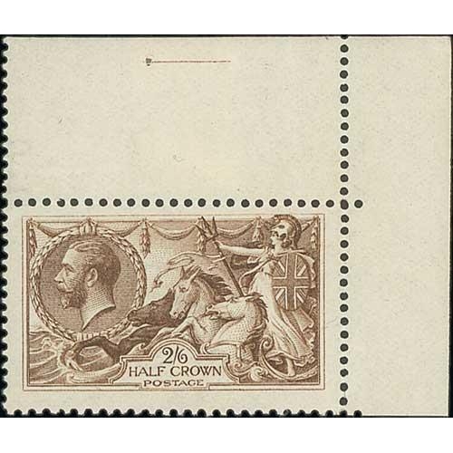 469 - 1918 Bradbury Wilkinson 2/6 pale brown, upper right corner marginal single unmounted mint with full ... 