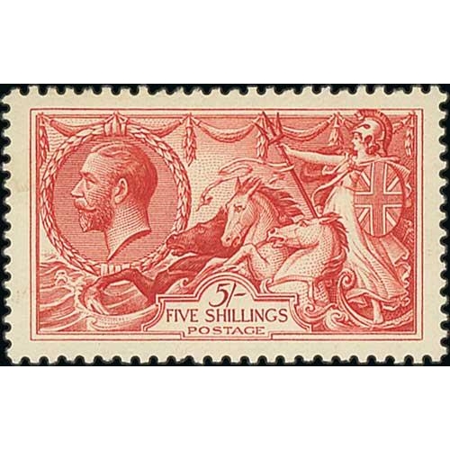 473 - 1919 Bradbury Wilkinson 5/- rose-red, well centred, superb unmounted mint, full original gum. S.G. 4... 