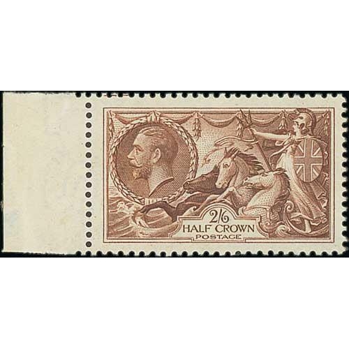 481 - 1934 Re-engraved 2/6 reddish brown, sheet margin at left, well centred, superb unmounted mint, full ... 