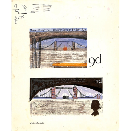 498 - c.1968 Handpainted watercolour designs for a proposed issue depicting Tower Bridge, two attractive d... 