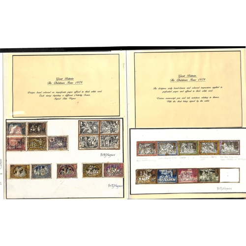 508 - 1979 Christmas, artist's designs comprising 23 stamp size watercolour sketches depicting nativity sc... 