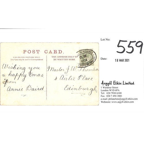 559 - Glasgow. 1904 Picture postcard to Edinburgh with KEVII ½d cancelled oval 