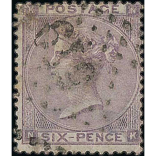 599 - Boulogne-Sur-Mer. 1862-64 6d and 1/-, and 1d red plate 96, all cancelled large 