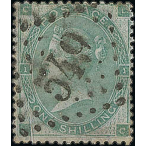 599 - Boulogne-Sur-Mer. 1862-64 6d and 1/-, and 1d red plate 96, all cancelled large 