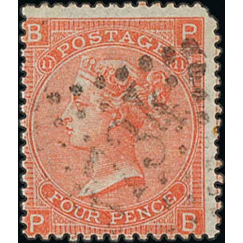 606 - St. Malo. 1866-69 4d Vermilion, plate 8 cancelled by small 