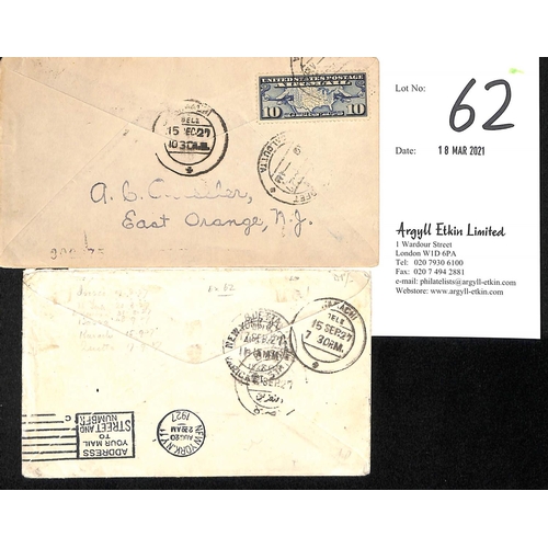 62 - 1927 Covers comprising cover from San Francisco (Aug 17) to G.B bearing 10c Air stamp, flown to New ... 