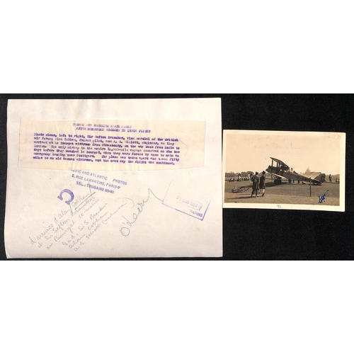 92 - Alan Cobham. 1925 (Feb 16) Anglo-Indian Survey Flight, picture postcard depicting Cobham's aeroplane... 