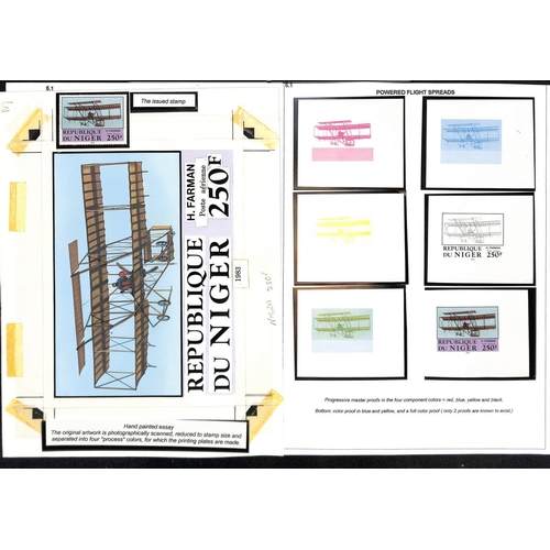 15 - Niger - Proofs / Essays. 1983 Republique du Niger 250f air post stamp depicting an H. Farman biplane... 