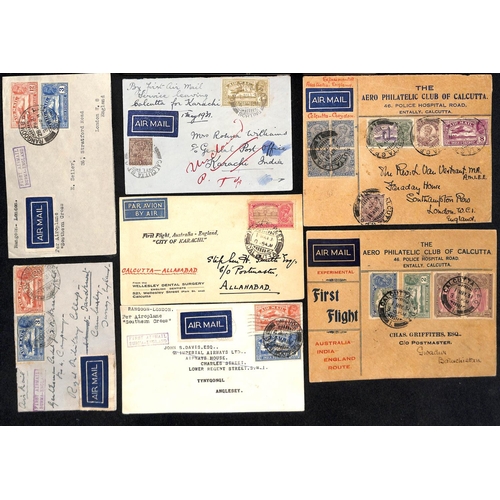 101 - 1929 (Nov 4-11) Covers all bearing 1929 Air stamps, from Calcutta or Karachi, flown to Baghdad, Gaza... 