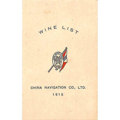 1027 - 1915 Chinese Navigation Co. Ltd wine list, and two 1918 flyers giving rates of passage on the Yangtz... 