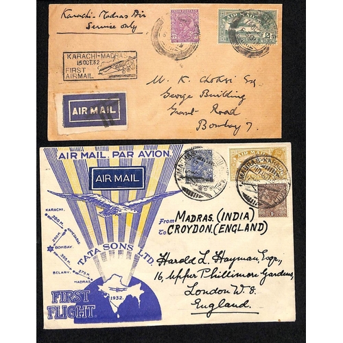 105 - 1932 (Oct.) Covers carried by Imperial Airways to or from Karachi, and on the first Tata Airways fli... 