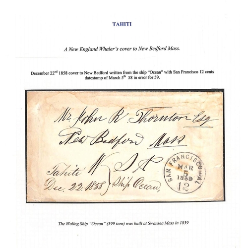 1053 - Tahiti. 1858 Stampless cover from the New England whaling ship 