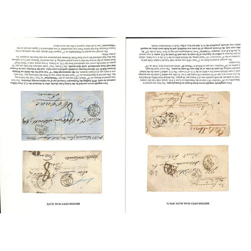 1055 - 1847-74 Stampless entire letters or covers from USA to France (4) or Alsace, France (5) or Switzerla... 