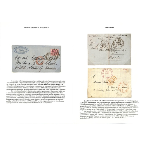 1055 - 1847-74 Stampless entire letters or covers from USA to France (4) or Alsace, France (5) or Switzerla... 