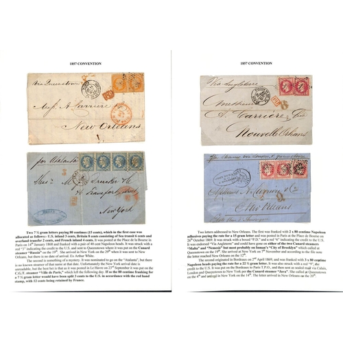 1059 - 1860-69 Entires and covers to New York or New Orleans franked 80c (6), 1f.20, 1f.60, 2f.40 or 3f.20,... 