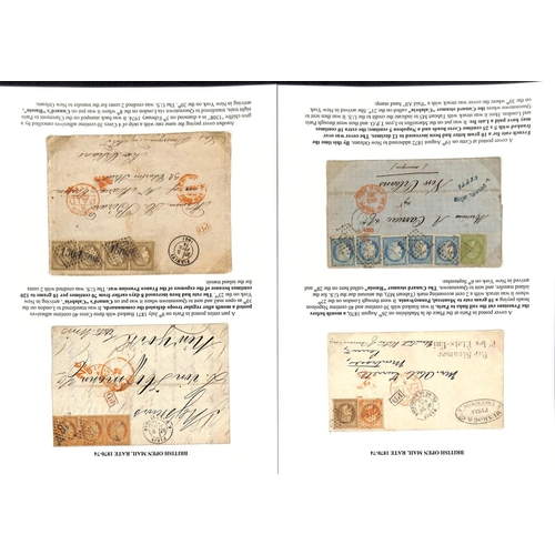 1060 - 1870-74 Covers to USA sent via British open mail franked 70c (2), 80c, 90c, 1f.20 (3) or 1f.30, seve... 