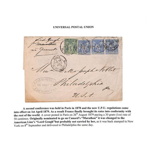 1063 - 1876-91 Entire letters to USA sent in the G.P.U period franked 40c (2) or 80c, or in the U.P.U perio... 