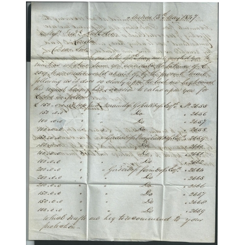 1122 - 1847 (May 13) Entire letter from Madras to London endorsed 