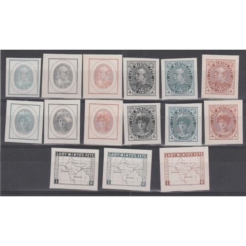 1132 - 1907 Lady Minto's Fete Labels. Die Proofs of the vignettes only of the 4a Lord Minto and 4a Lady Min... 