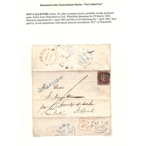 1155 - 1845 Entire letter from Wakefield to Macroom, Co. Cork, franked 1d, redirected to 