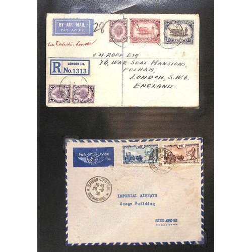 118 - Malaya. 1929-39 Covers including 1929 (Aug 1) first acceptance for Karachi - London flight from Fede... 