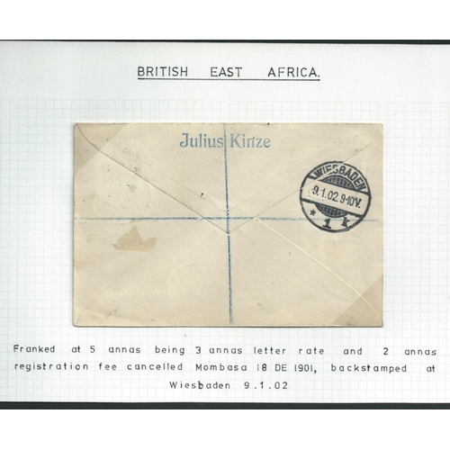 1194 - 1898-1903 Registered covers from Mombasa bearing 1896 Small Queen stamps, franked 5a or 3r to German... 