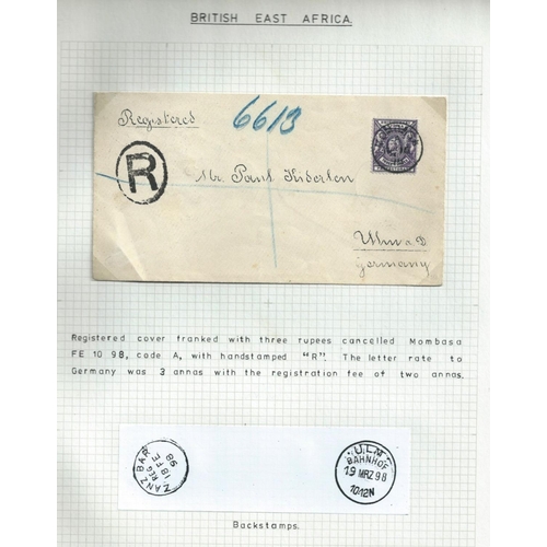 1194 - 1898-1903 Registered covers from Mombasa bearing 1896 Small Queen stamps, franked 5a or 3r to German... 