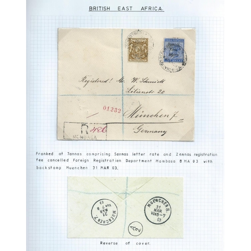 1194 - 1898-1903 Registered covers from Mombasa bearing 1896 Small Queen stamps, franked 5a or 3r to German... 