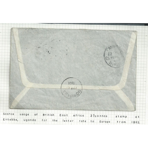 1196 - 1899-1903 Covers bearing Small Queen issues, the first from Lamu to London franked 3a, the second fr... 